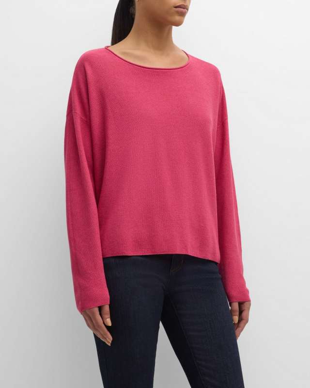 Scoop-Neck Organic Linen-Cotton Blouse